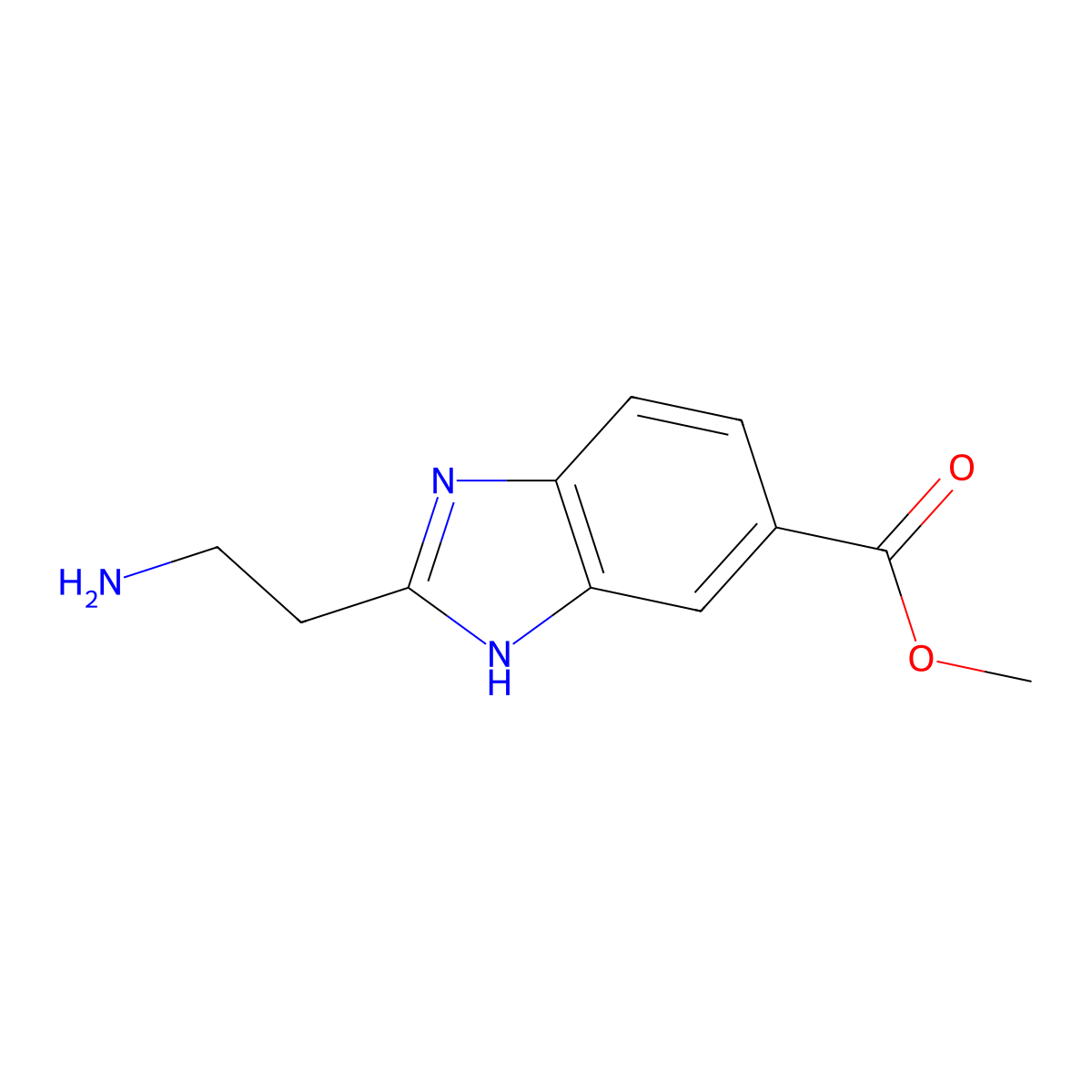methyl 2-(2-aminoethyl)-1H-1,3-benzodiazole-5-carboxylate molecular structure, CAS 1551033-55-6