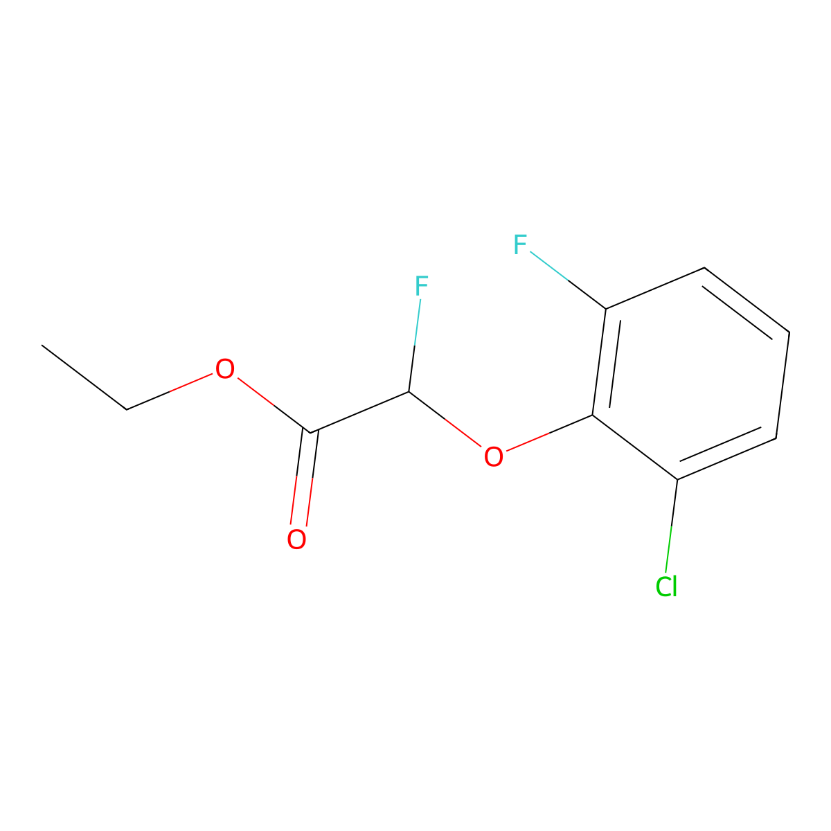 Ethyl 2-(2-chloro-6-fluorophenoxy)-2-fluoroacetate molecular structure, CAS 1551045-51-2