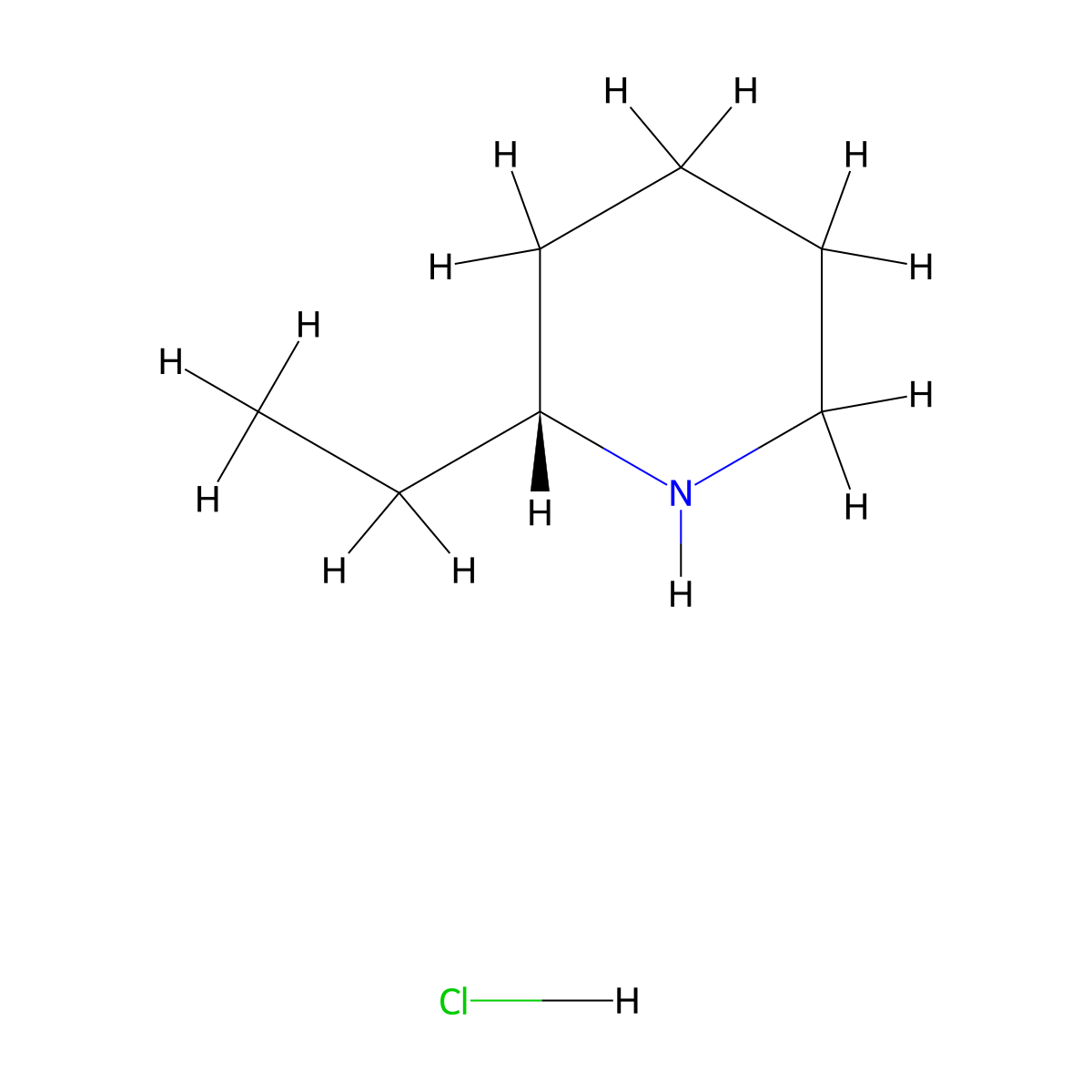 (R)-2-Ethylpiperidine hydrochloride molecular structure, CAS 155106-15-3
