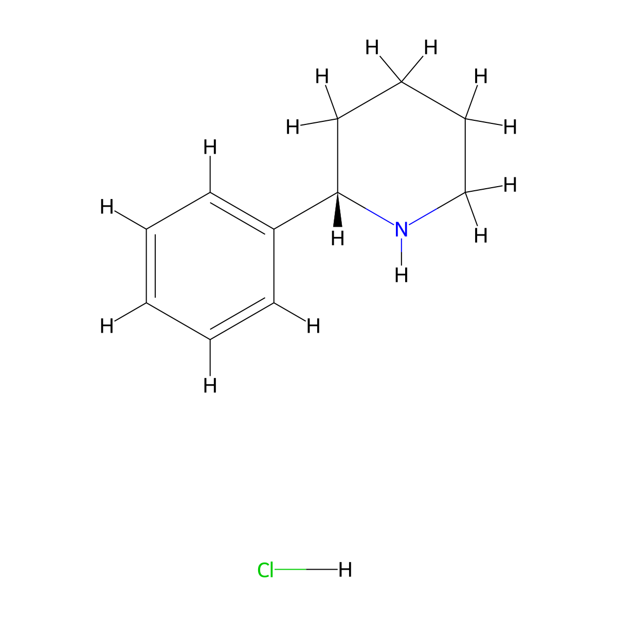 (2S)-2-phenylpiperidine hydrochloride molecular structure, CAS 155106-18-6