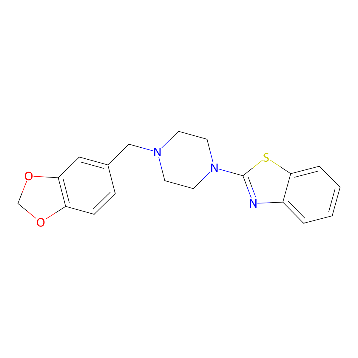 2-(1-(4-Piperonyl)piperazinyl)benzothiazole molecular structure, CAS 155106-73-3