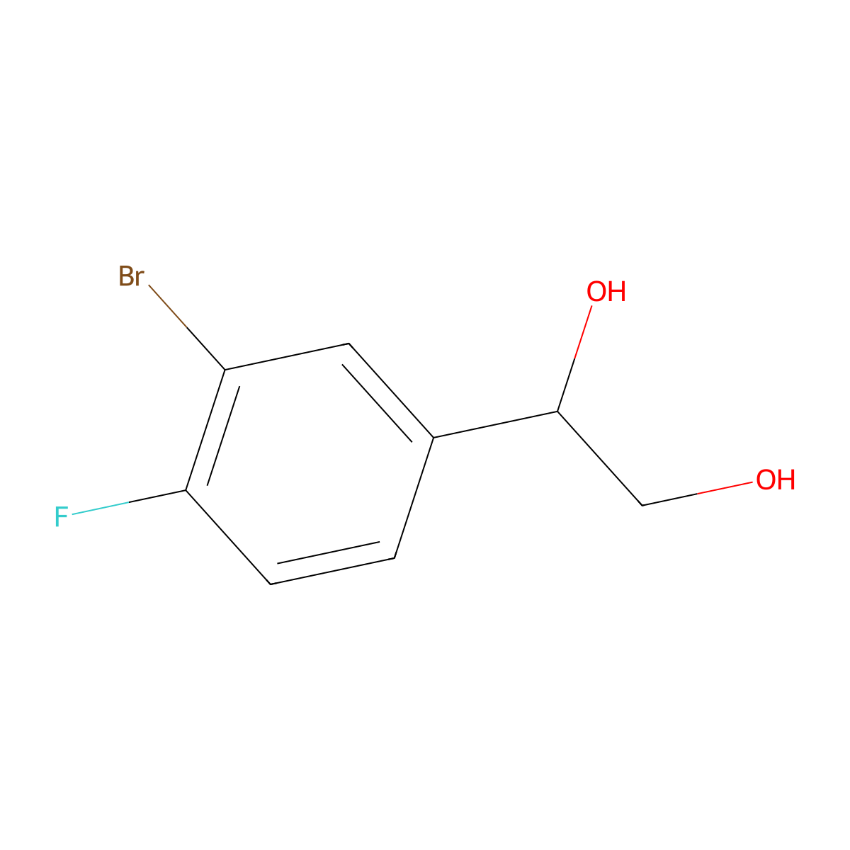 1-(3-Bromo-4-fluorophenyl)ethane-1,2-diol molecular structure, CAS 1551066-91-1