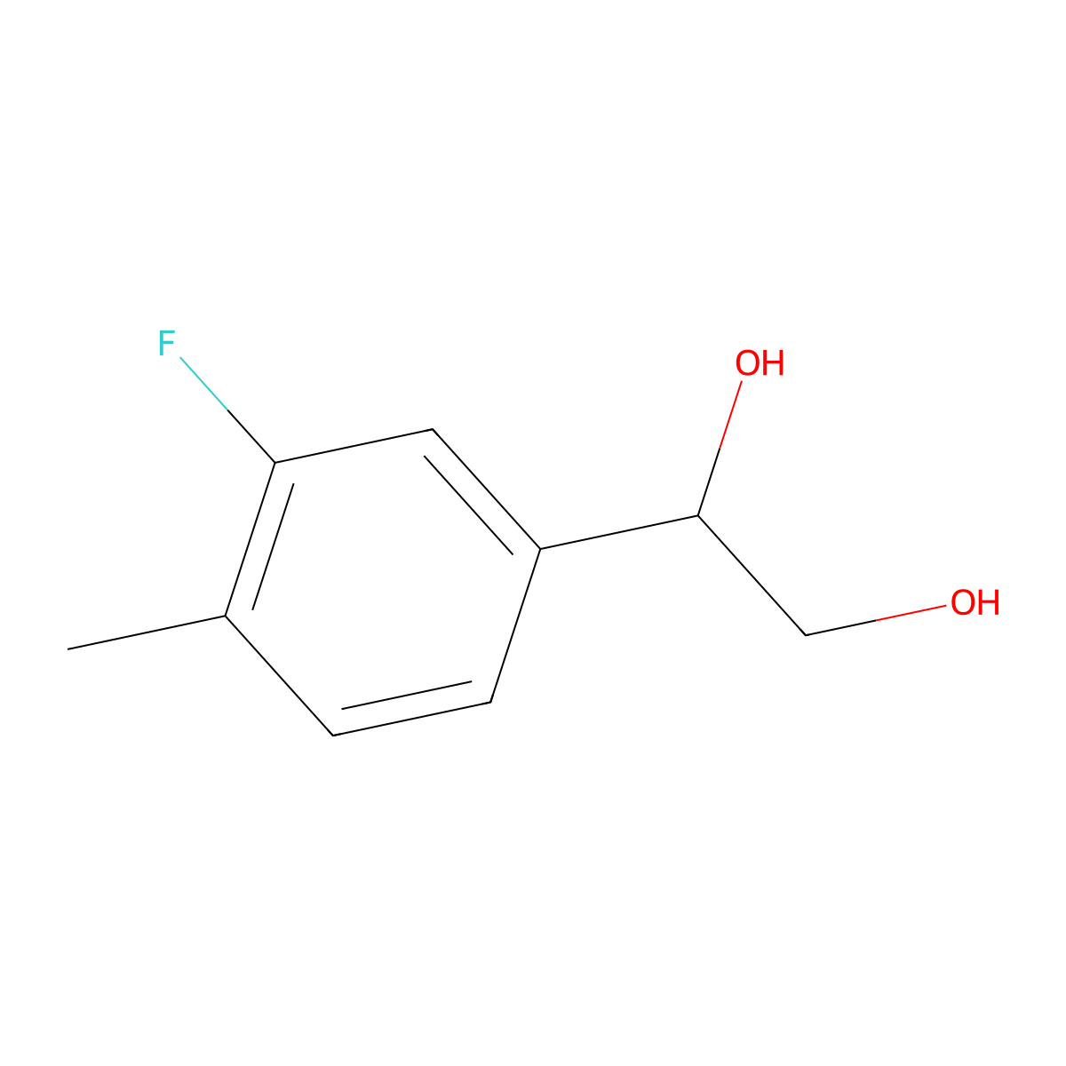 1-(3-Fluoro-4-methylphenyl)ethane-1,2-diol molecular structure, CAS 1551066-98-8