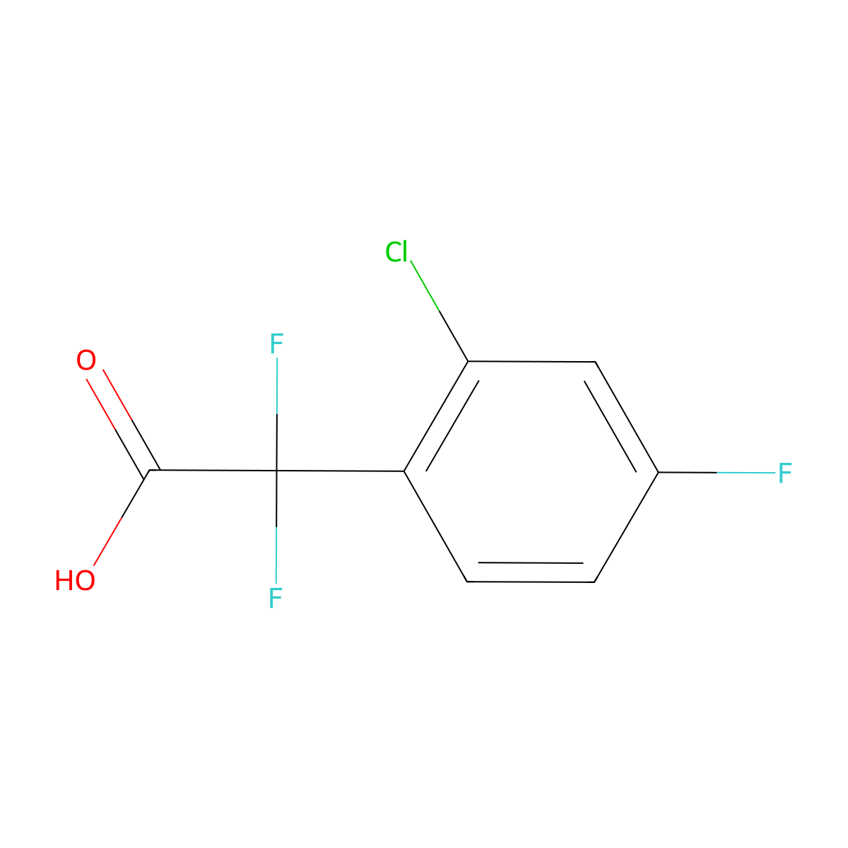 2-(2-Chloro-4-fluorophenyl)-2,2-difluoroacetic acid molecular structure, CAS 1551074-08-8
