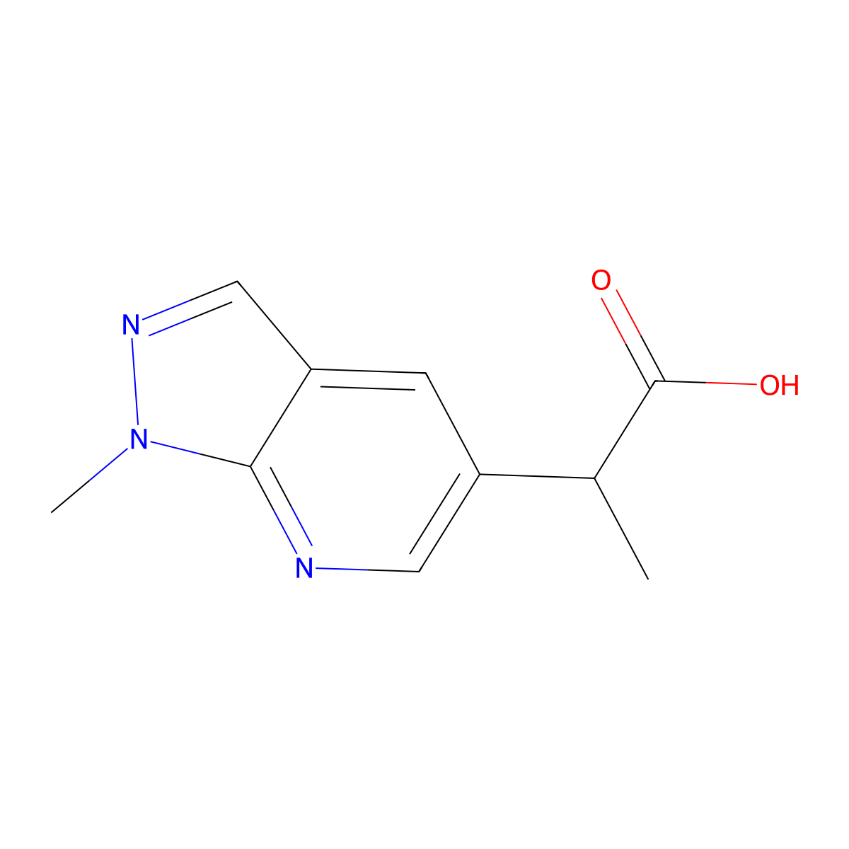 2-{1-methyl-1H-pyrazolo[3,4-b]pyridin-5-yl}propanoicacid molecular structure, CAS 1551093-96-9