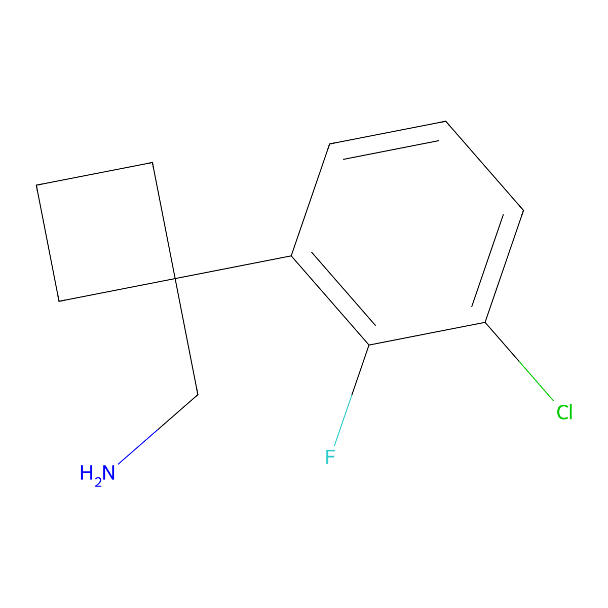 1-(3-Chloro-2-fluorophenyl)cyclobutanemethanamine molecular structure, CAS 1551124-62-9
