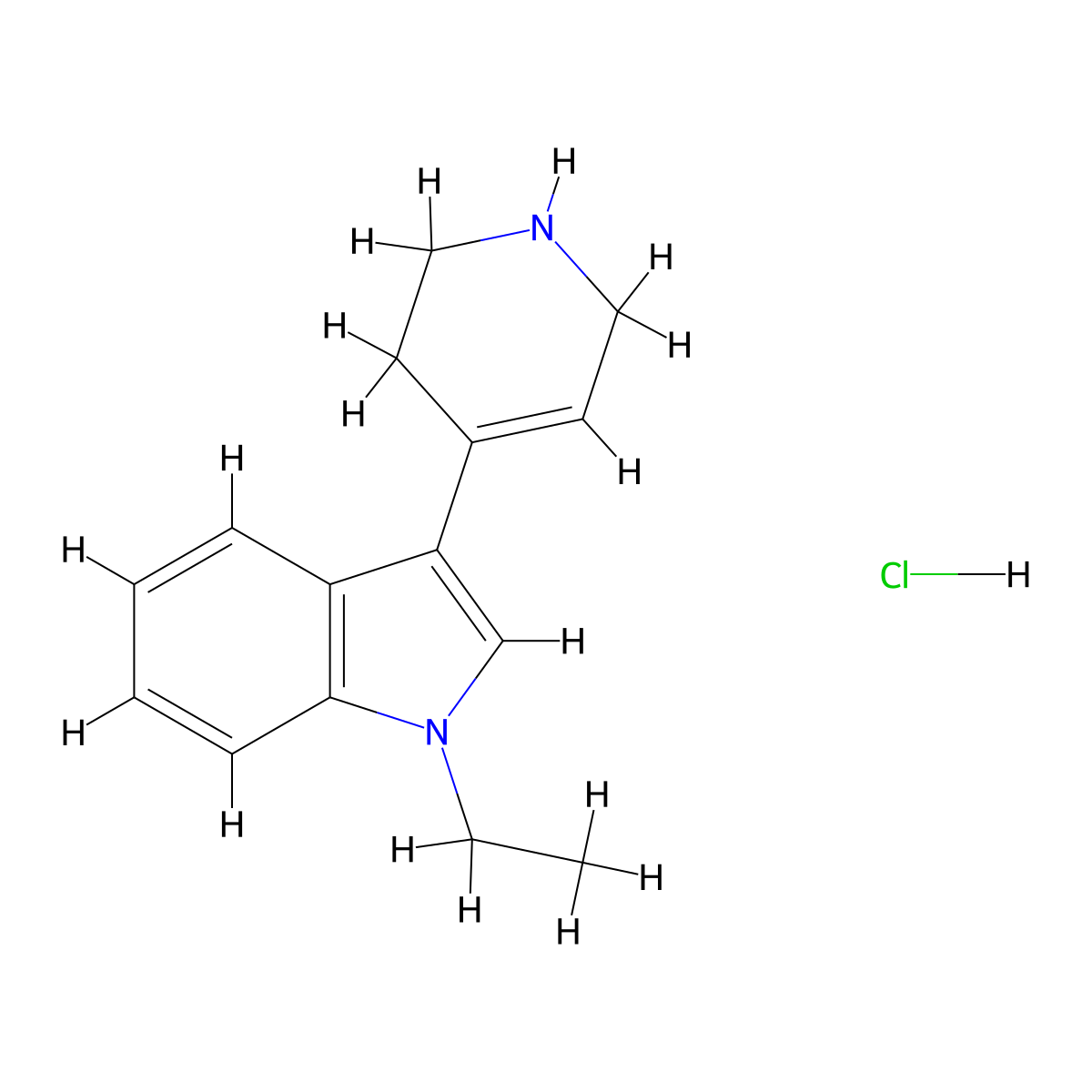 1-ethyl-3-(1,2,3,6-tetrahydropyridin-4-yl)-1H-indole hydrochloride molecular structure, CAS 1551175-34-8