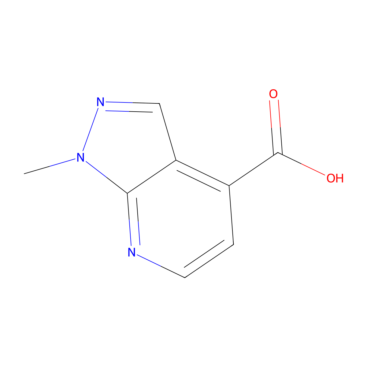 1-Methyl-1H-pyrazolo[3,4-b]pyridine-4-carboxylic acid molecular structure, CAS 1551176-30-7