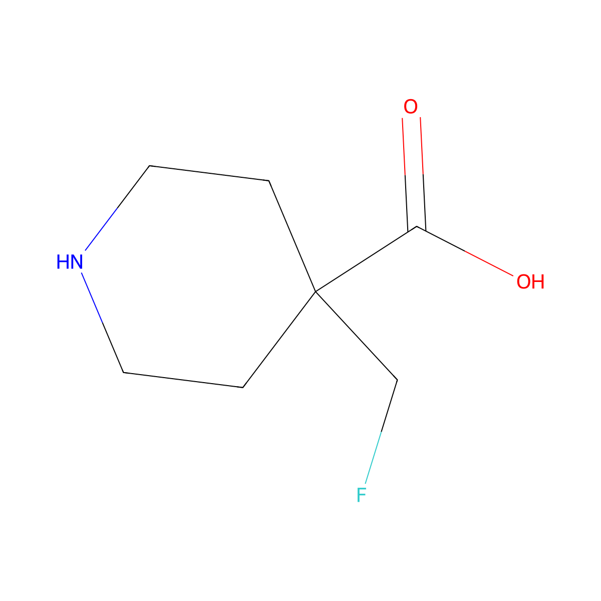 4-(Fluoromethyl)piperidine-4-carboxylic acid molecular structure, CAS 1551177-58-2
