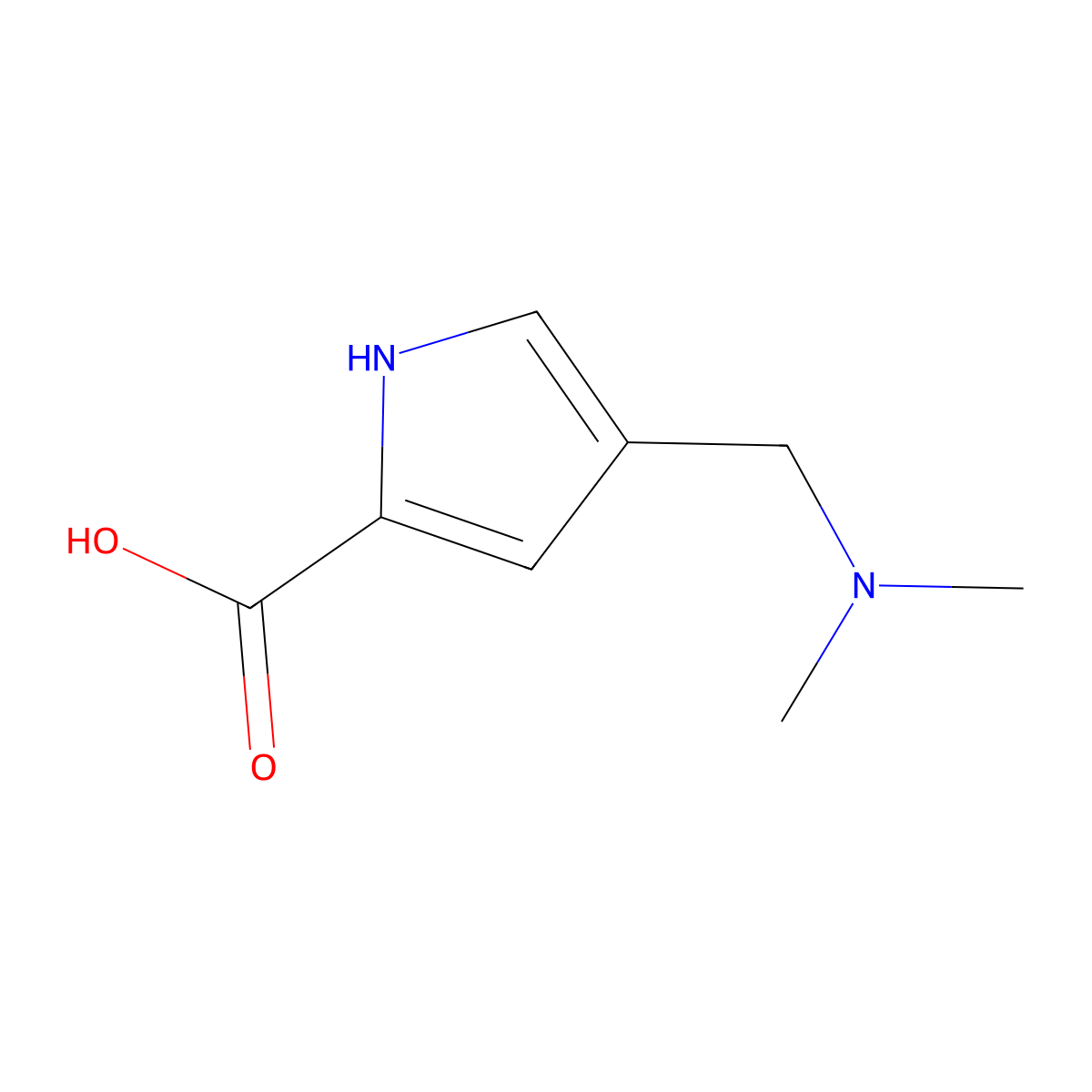 4-[(dimethylamino)methyl]-1H-pyrrole-2-carboxylic acid molecular structure, CAS 1551179-78-2