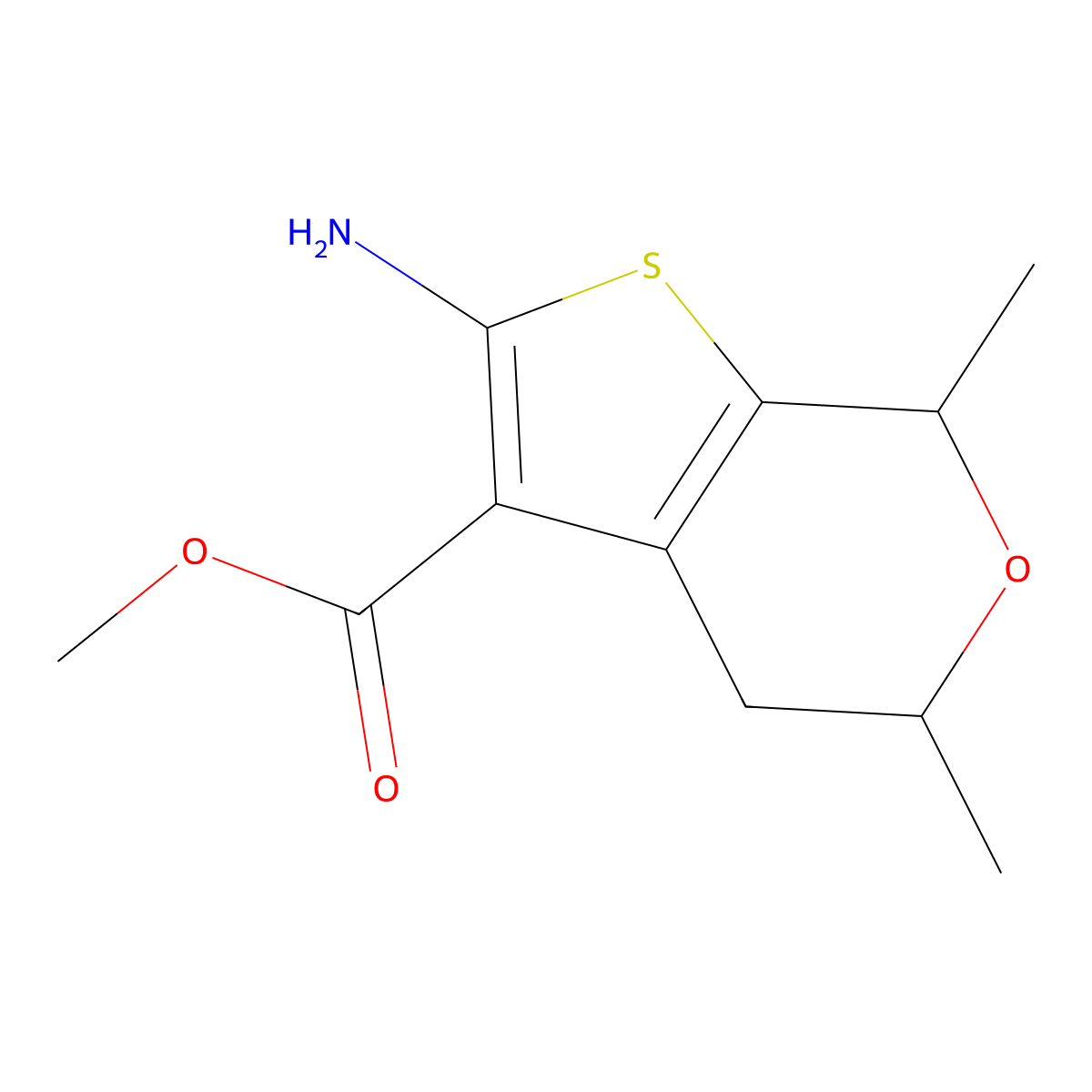 methyl 2-amino-5,7-dimethyl-4H,5H,7H-thieno[2,3-c]pyran-3-carboxylate molecular structure, CAS 1551187-52-0