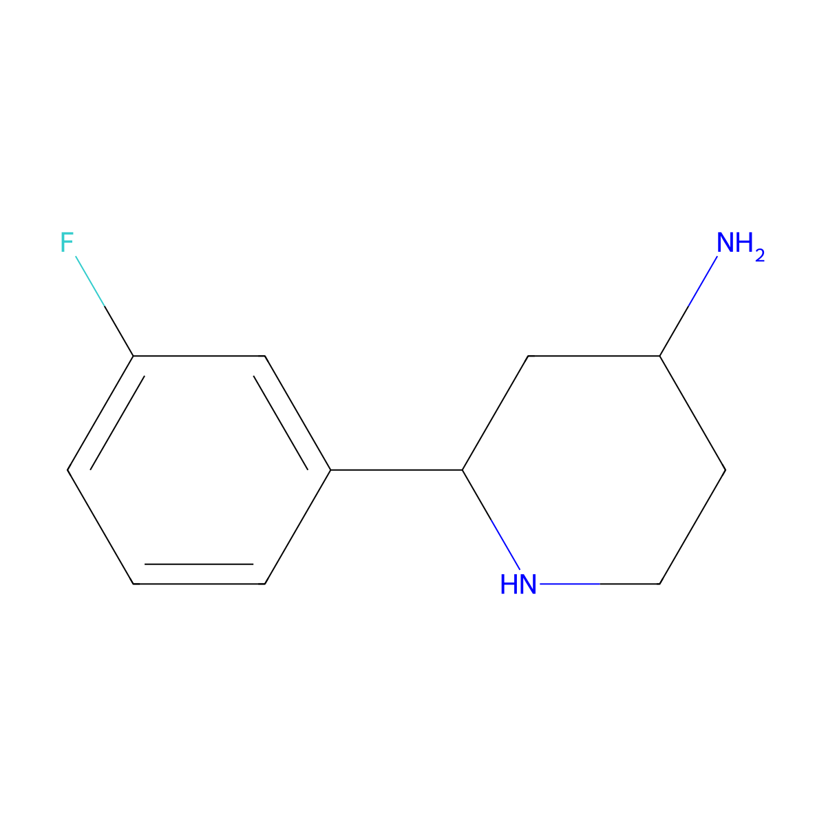 2-(3-Fluorophenyl)piperidin-4-amine molecular structure, CAS 1551239-87-2
