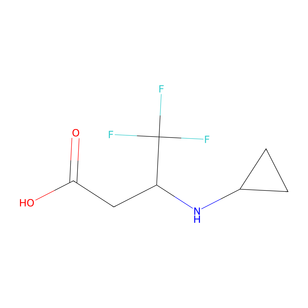 3-(Cyclopropylamino)-4,4,4-trifluorobutanoic acid molecular structure, CAS 1551240-35-7