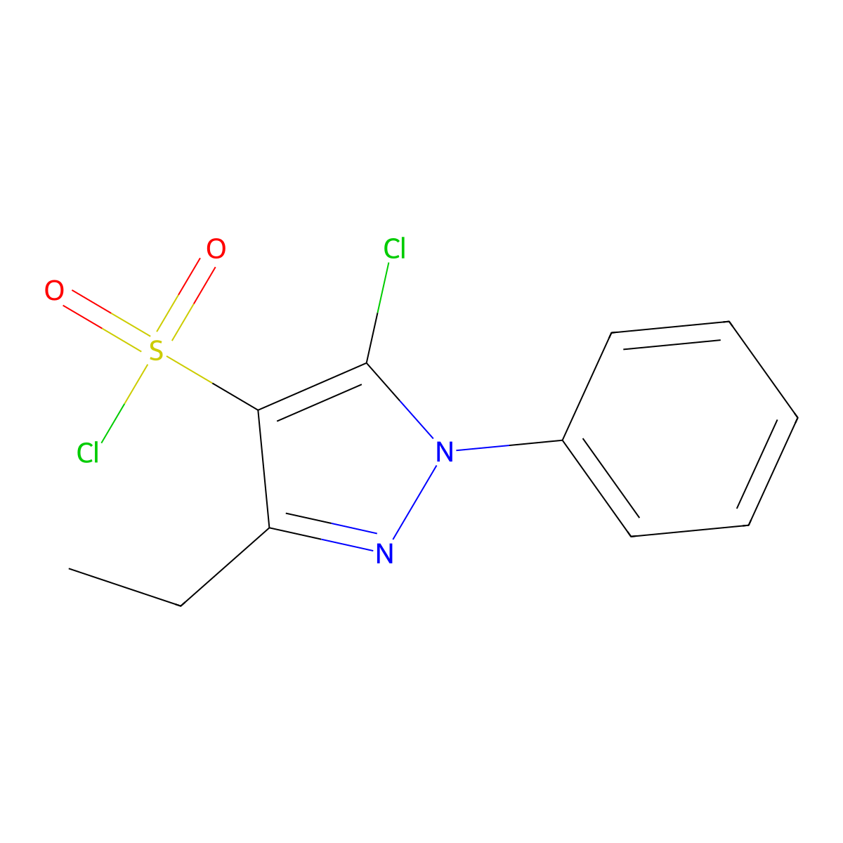 5-chloro-3-ethyl-1-phenyl-1H-pyrazole-4-sulfonyl chloride molecular structure, CAS 1551273-05-2