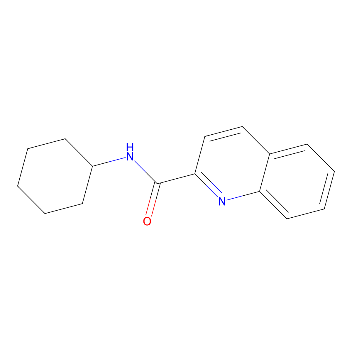 N-cyclohexylquinoline-2-carboxamide molecular structure, CAS 155129-11-6