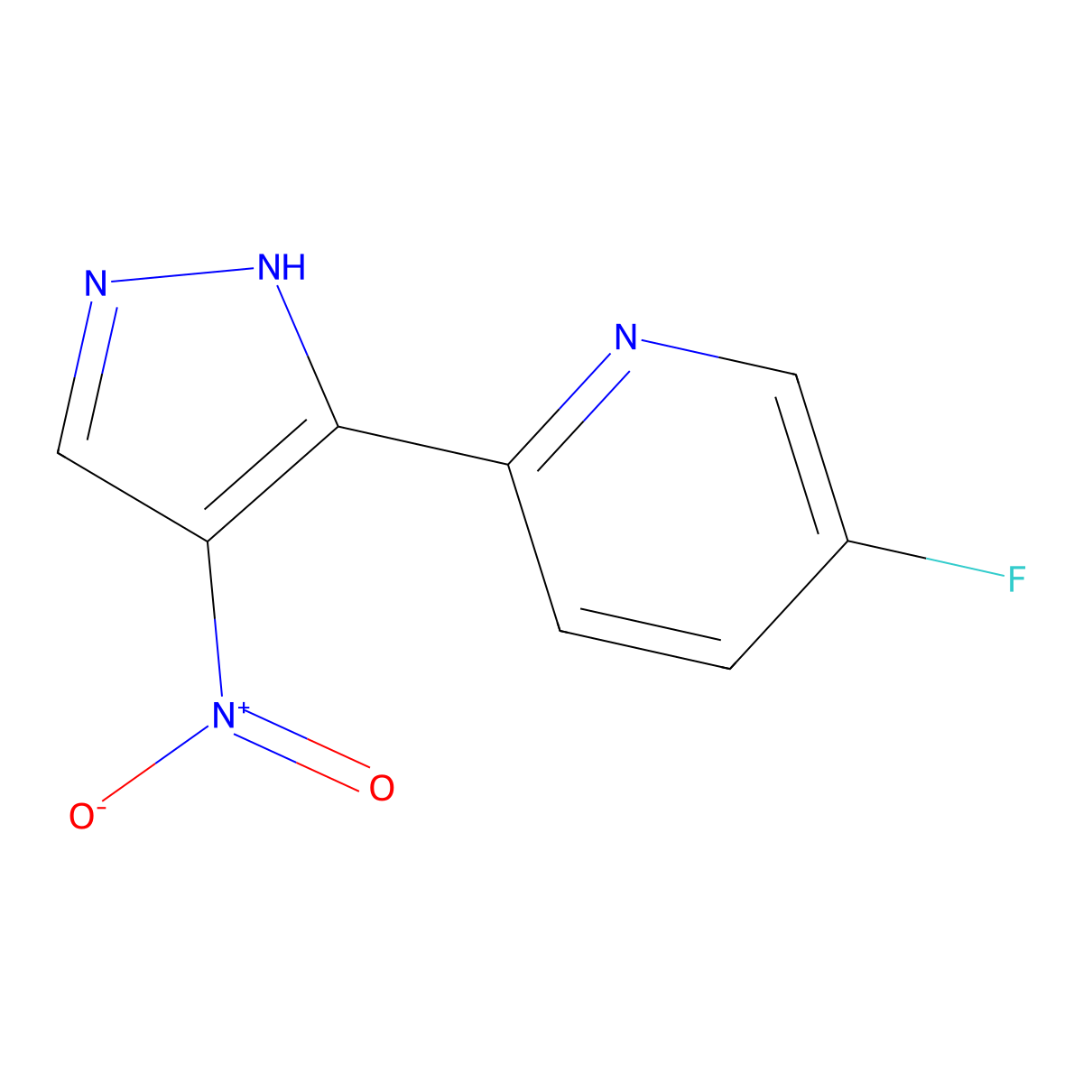 5-fluoro-2-(4-nitro-1H-pyrazol-3-yl)pyridine molecular structure, CAS 1551297-76-7