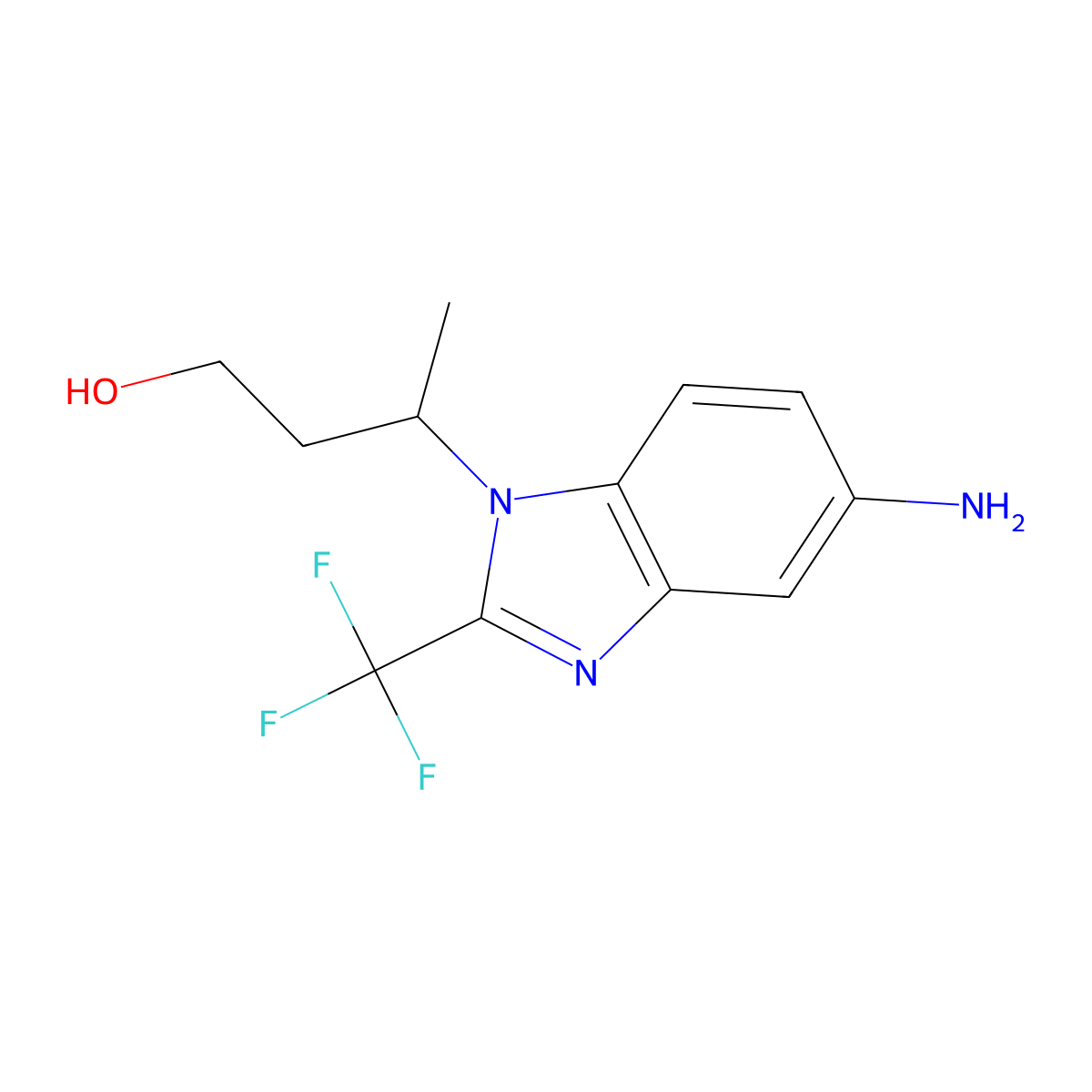 3-[5-amino-2-(trifluoromethyl)-1H-1,3-benzodiazol-1-yl]butan-1-ol molecular structure, CAS 1551360-20-3
