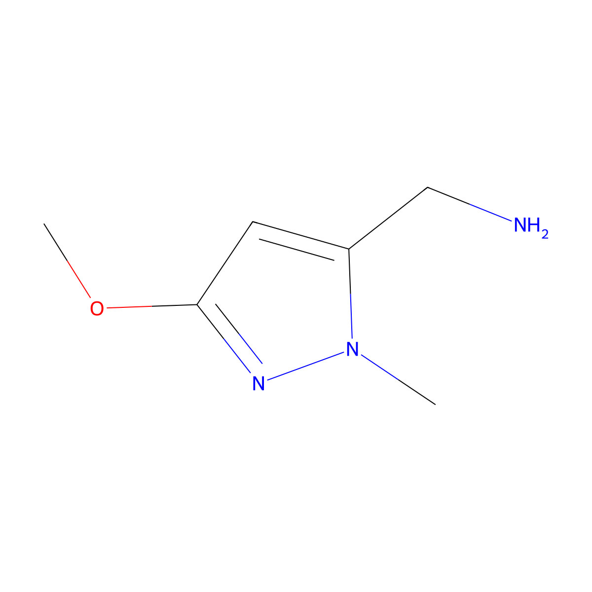 (3-methoxy-1-methyl-1H-pyrazol-5-yl)methanamine molecular structure, CAS 1551364-73-8