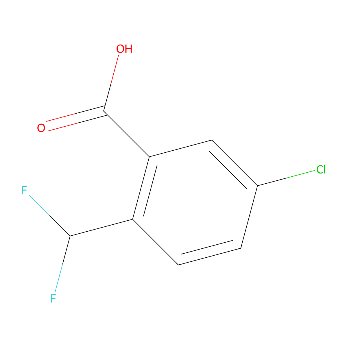 5-Chloro-2-(difluoromethyl)benzoic acid molecular structure, CAS 1551365-62-8