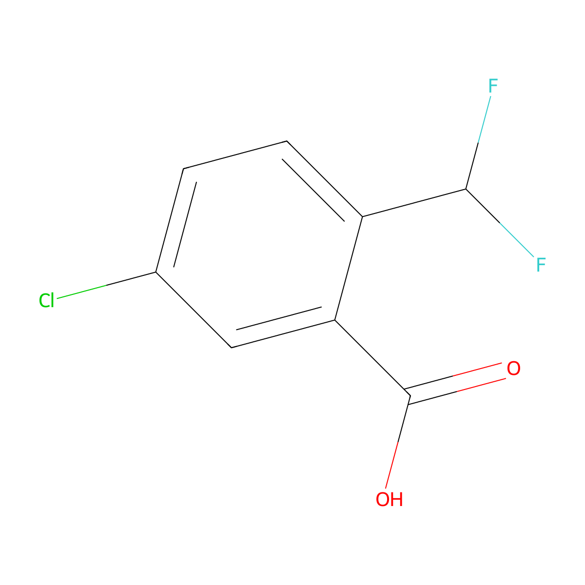 5-Chloro-2-(difluoromethyl)benzoic acid molecular structure, CAS 1551365-62-8