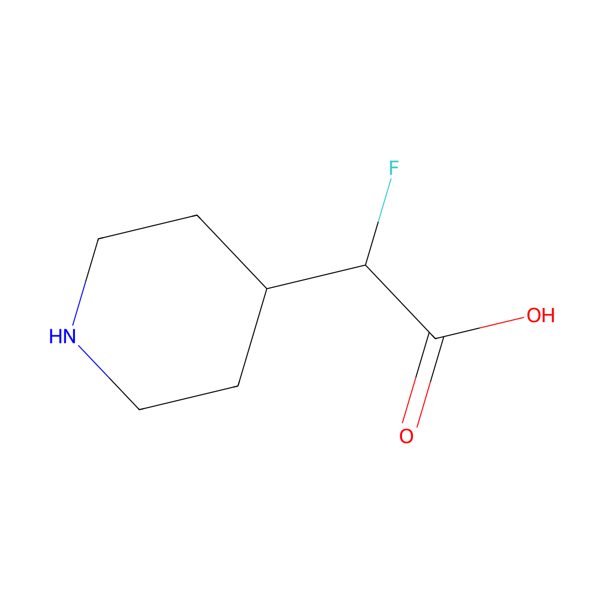2-Fluoro-2-(piperidin-4-yl)acetic acid molecular structure, CAS 1551366-70-1