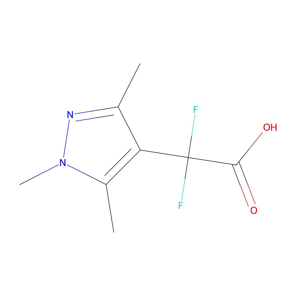 2,2-Difluoro-2-(trimethyl-1h-pyrazol-4-yl)acetic acid molecular structure, CAS 1551366-89-2