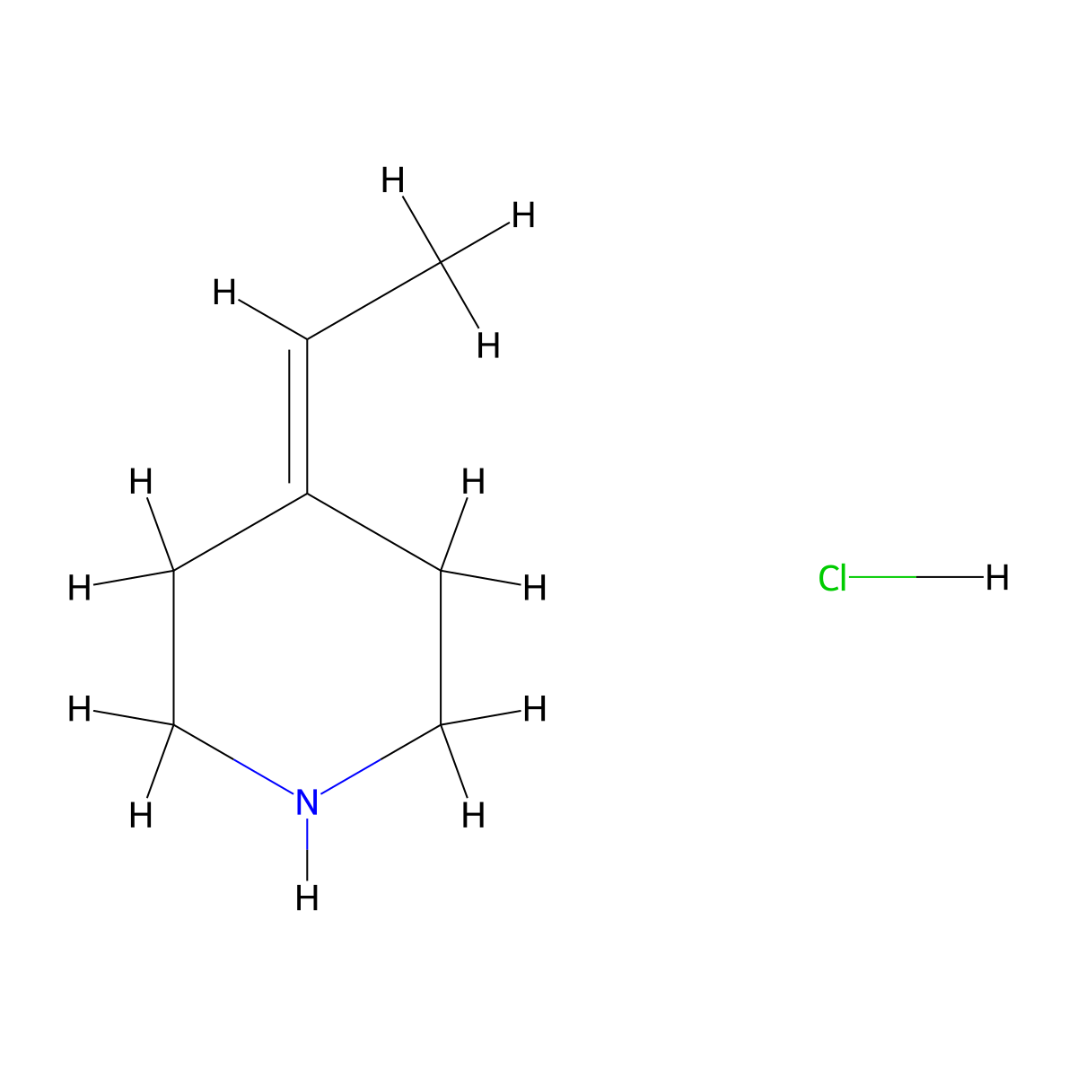 4-Ethylidenepiperidine hydrochloride molecular structure, CAS 155137-09-0