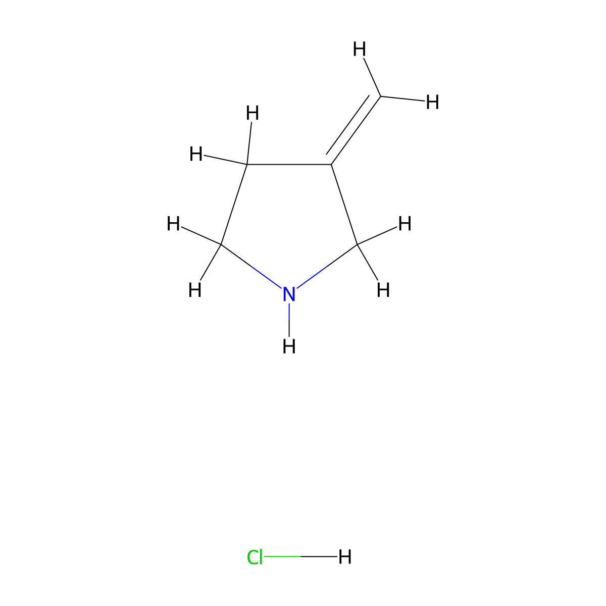 3-Methylenepyrrolidine hydrochloride molecular structure, CAS 155137-13-6