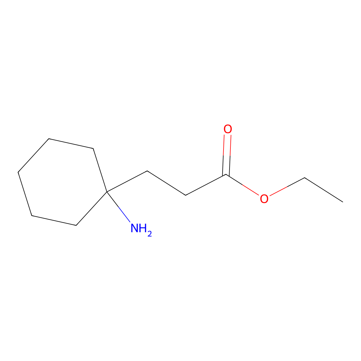 Ethyl 3-(1-aminocyclohexyl)propanoate molecular structure, CAS 155137-20-5
