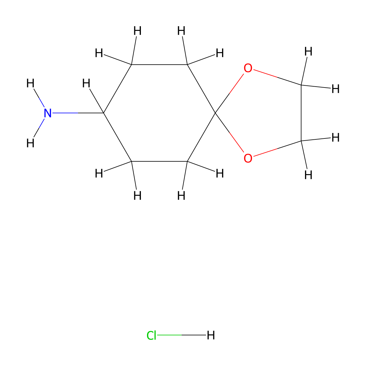 1,4-Dioxaspiro(4.5)decan-8-amine hydrochloride molecular structure, CAS 155137-22-7