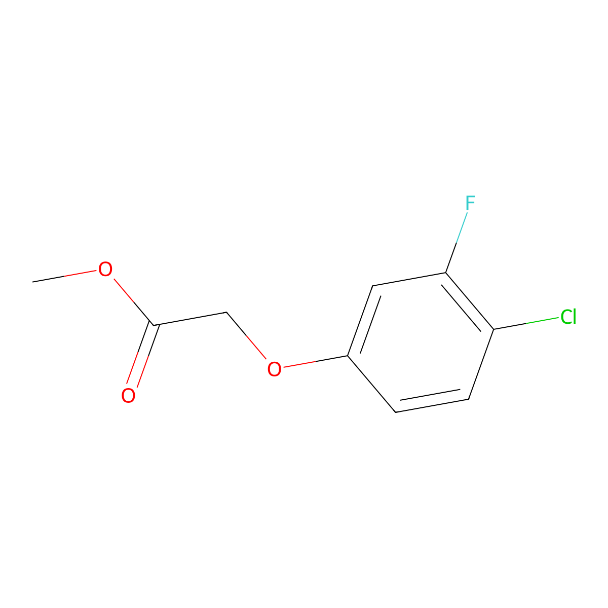 Methyl 2-(4-chloro-3-fluorophenoxy)acetate molecular structure, CAS 1551376-94-3