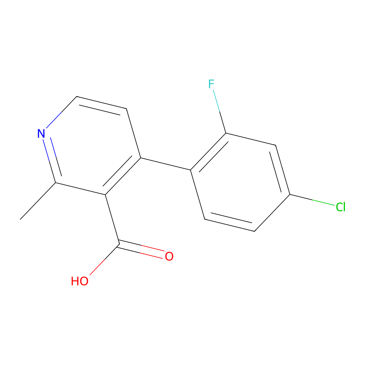 4-(4-Chloro-2-fluorophenyl)-2-methylpyridine-3-carboxylic acid molecular structure, CAS 1551407-47-6