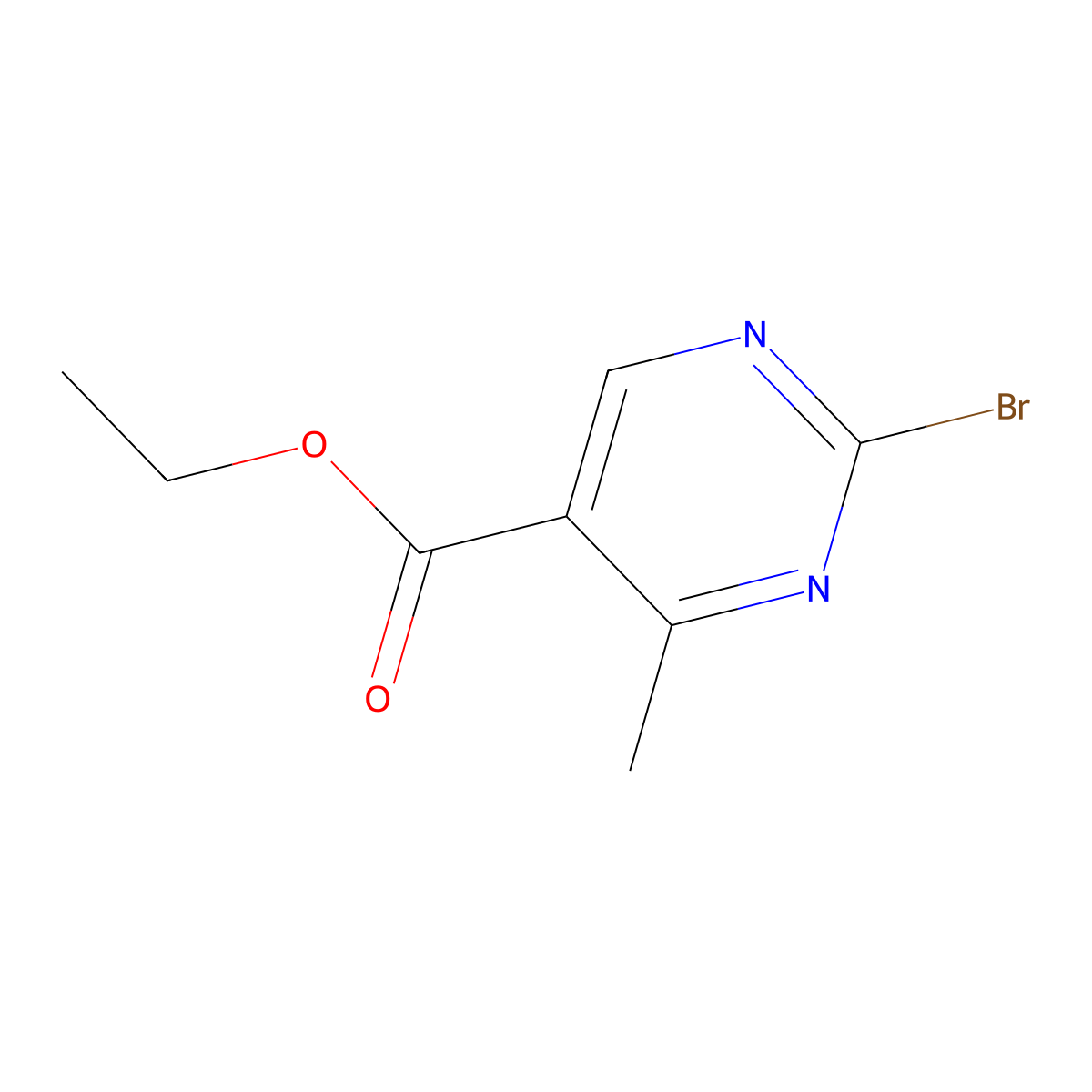 Ethyl 2-bromo-4-methylpyrimidine-5-carboxylate molecular structure, CAS 1551414-19-7