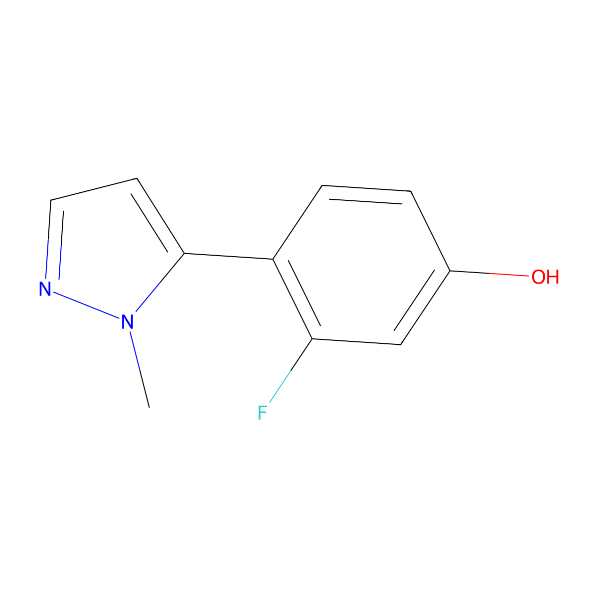 3-Fluoro-4-(1-methyl-1H-pyrazol-5-yl)phenol molecular structure, CAS 1551418-57-5