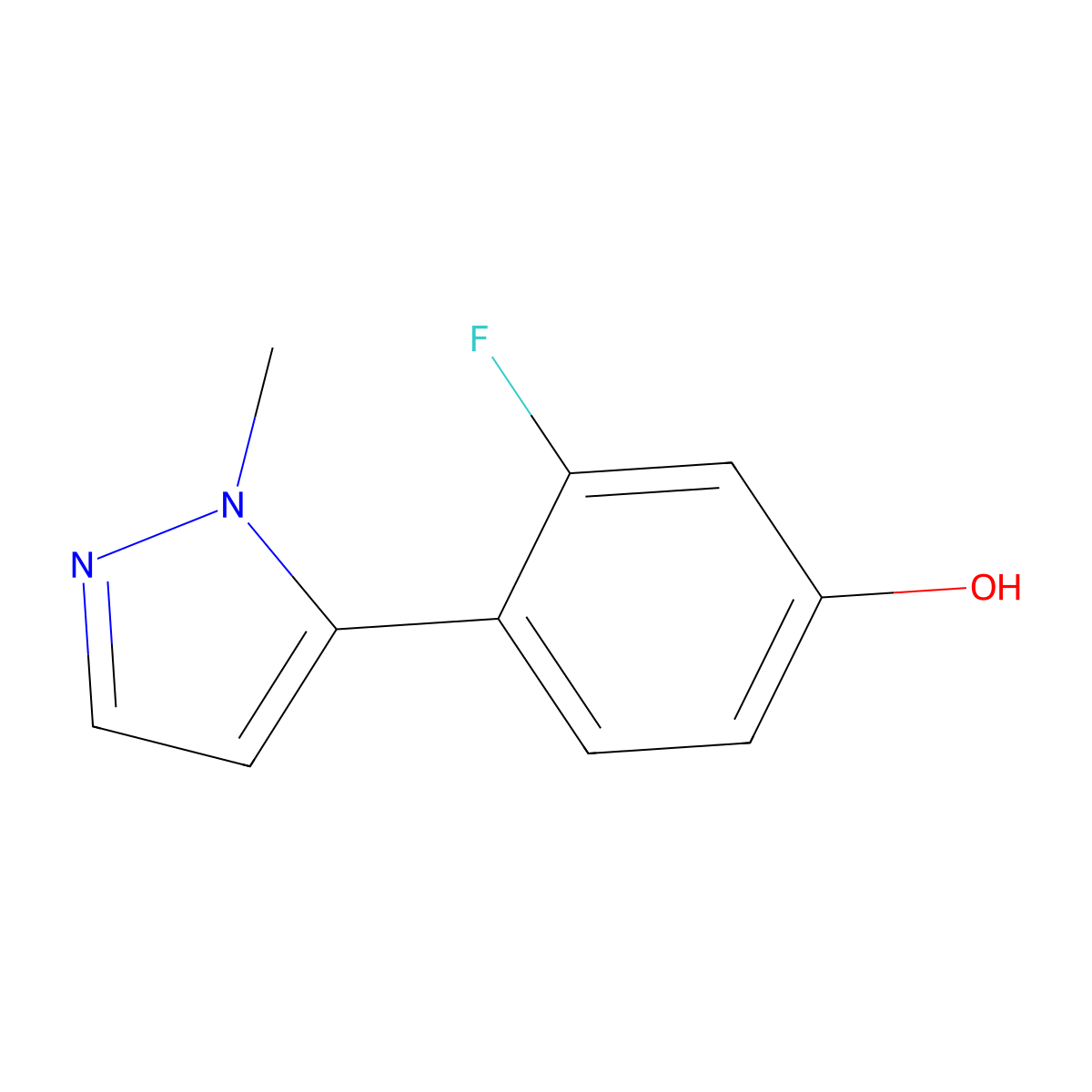 3-Fluoro-4-(1-methyl-1H-pyrazol-5-yl)phenol molecular structure, CAS 1551418-57-5