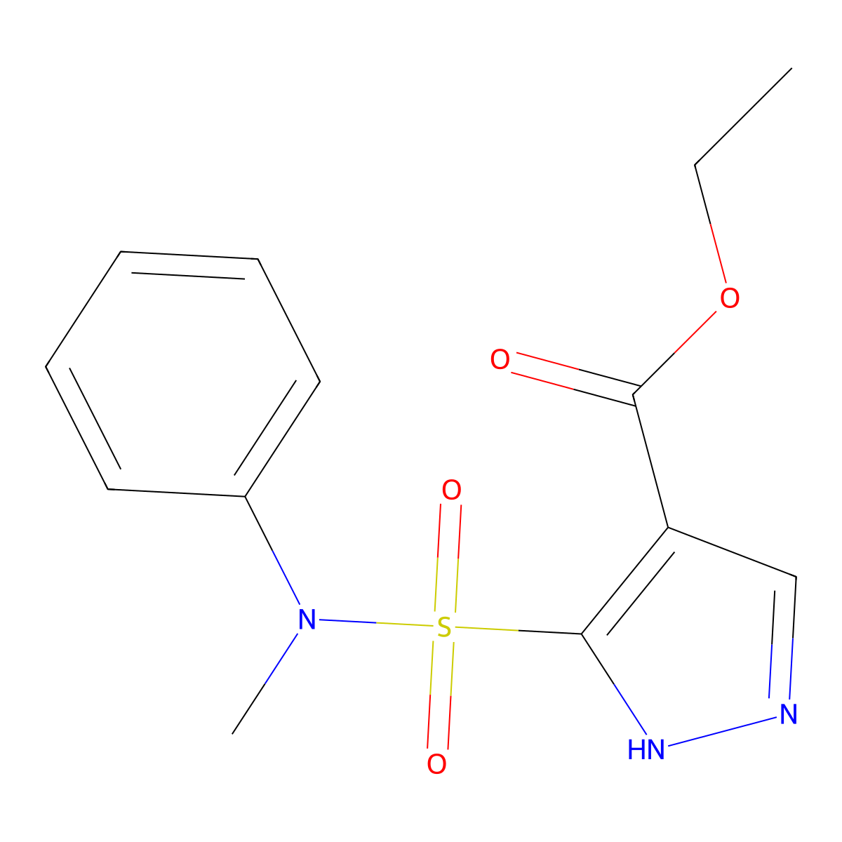 1H-Pyrazole-4-carboxylic acid, 3-((methylphenylamino)sulfonyl)-, ethyl ester molecular structure, CAS 155144-44-8