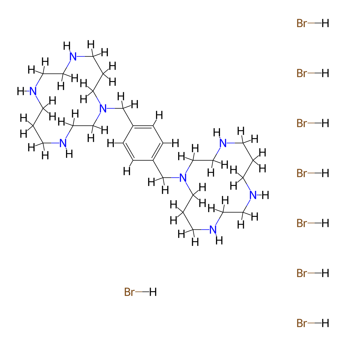 Plerixafor octahydrobromide molecular structure, CAS 155148-32-6