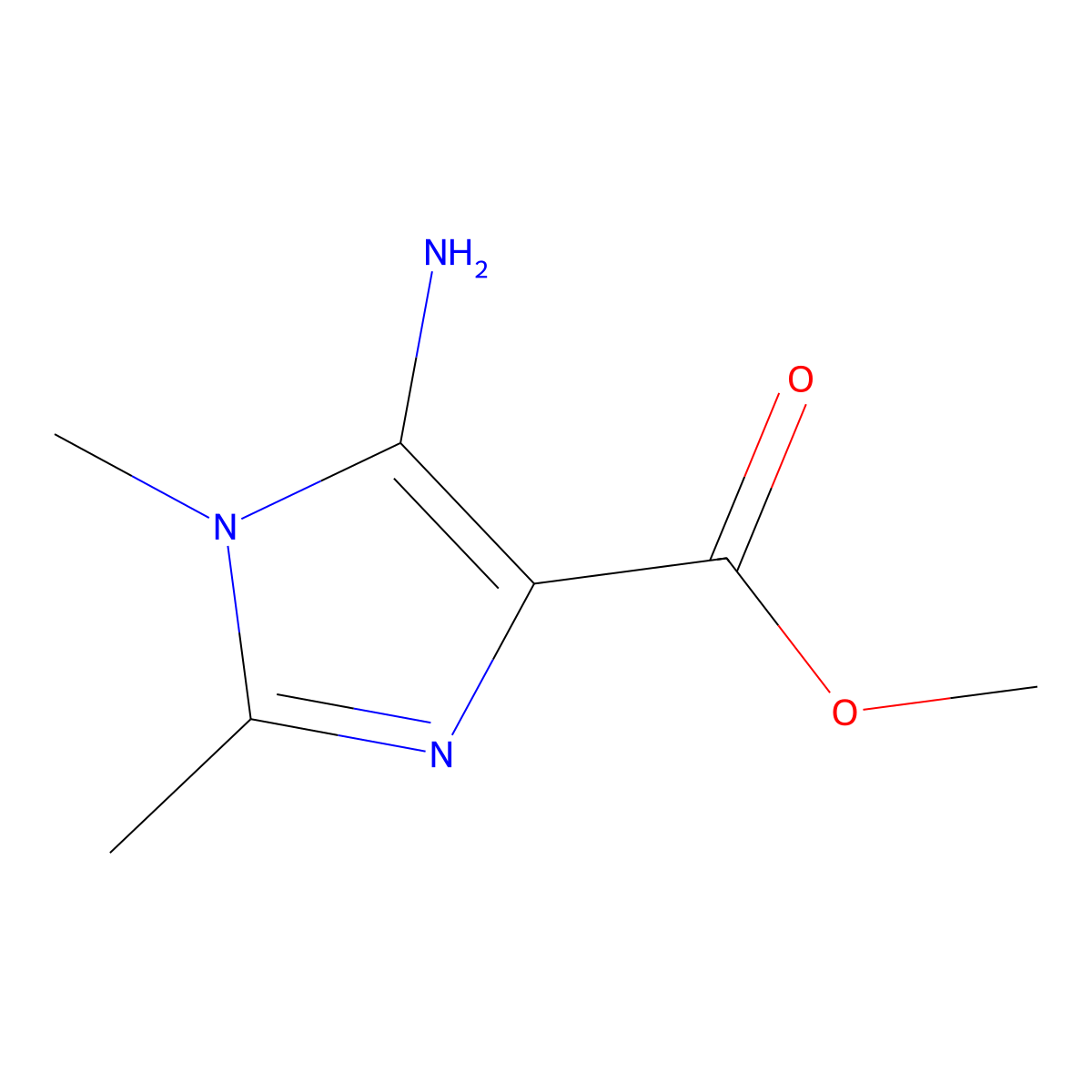 methyl 5-amino-1,2-dimethyl-1H-imidazole-4-carboxylate molecular structure, CAS 1551493-97-0