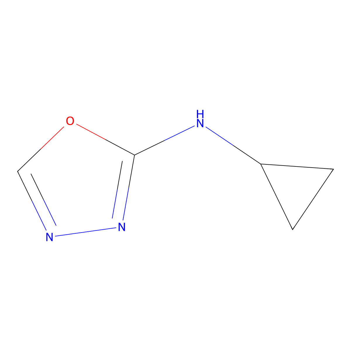 N-cyclopropyl-1,3,4-oxadiazol-2-amine molecular structure, CAS 1551493-99-2