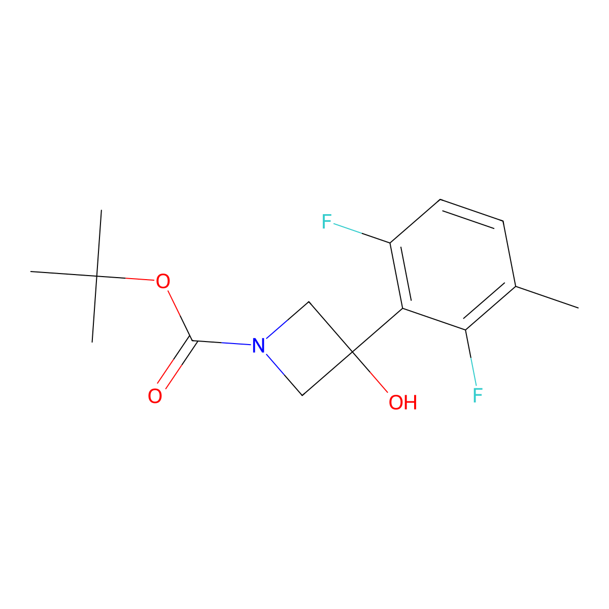tert-Butyl 3-(2,6-difluoro-3-methylphenyl)-3-hydroxyazetidine-1-carboxylate molecular structure, CAS 1551509-92-2