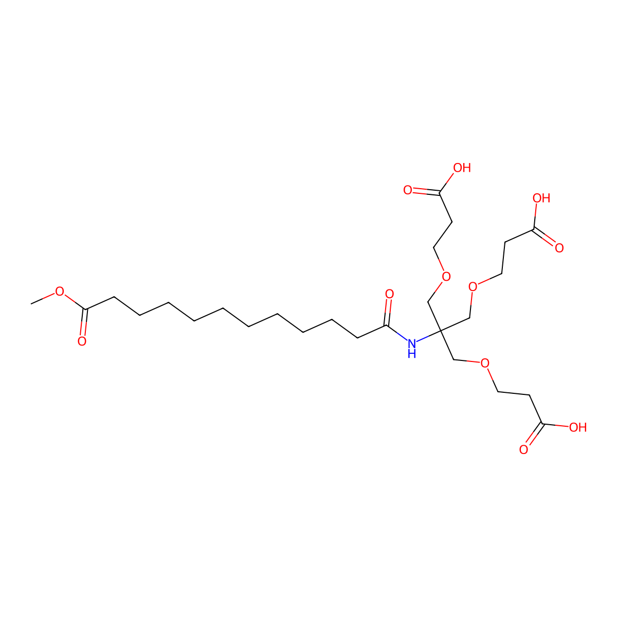 12-methoxy-12-oxododecanoic amido-Tri-(carbonylethoxymethyl)-methane molecular structure, CAS 1551527-36-6