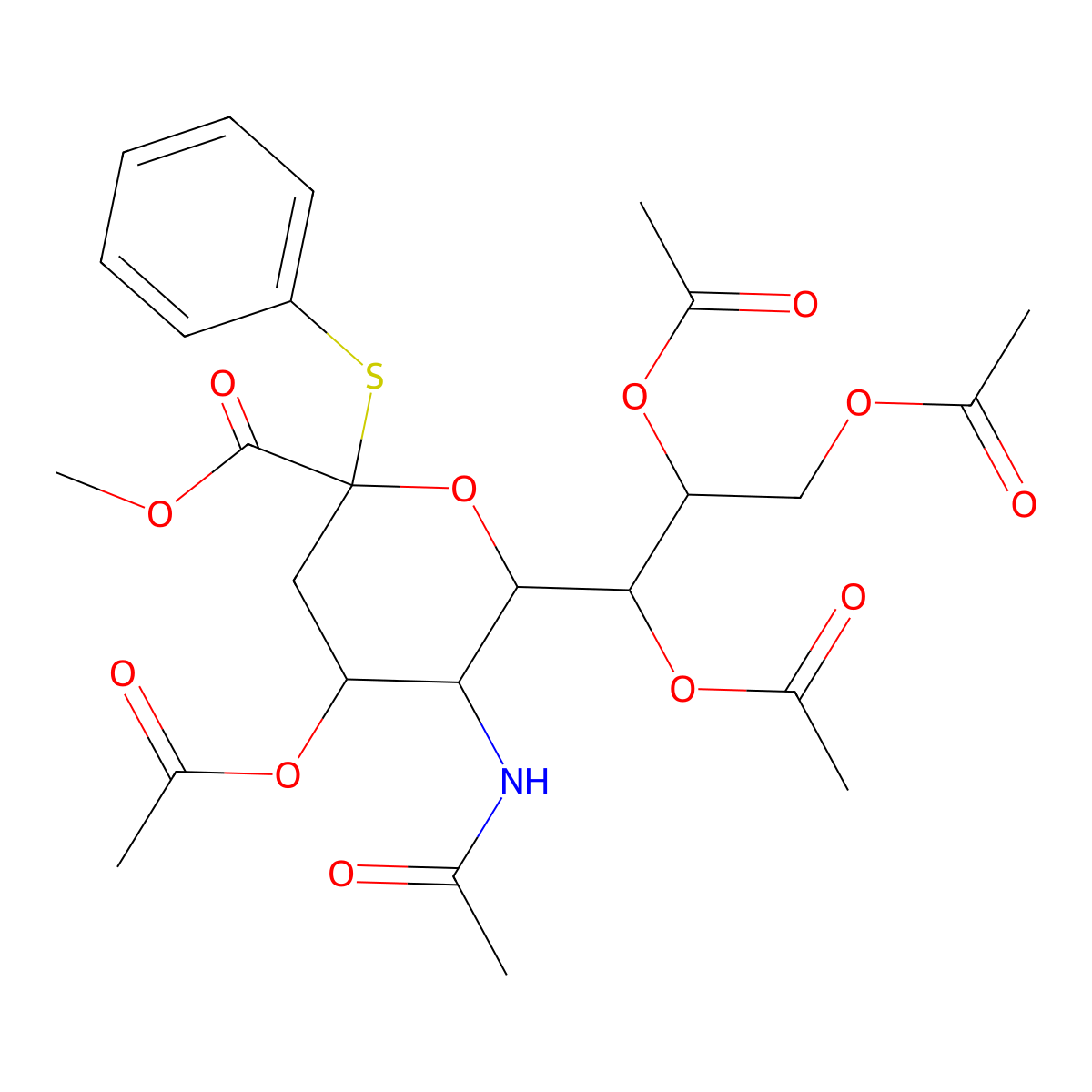 Methyl phenyl 5-acetamido-4,7,8,9-tetra-O-acetyl-3,5-dideoxy-2-thio-D-galacto-non-2-ulopyranosidonate molecular structure, CAS 155155-64-9