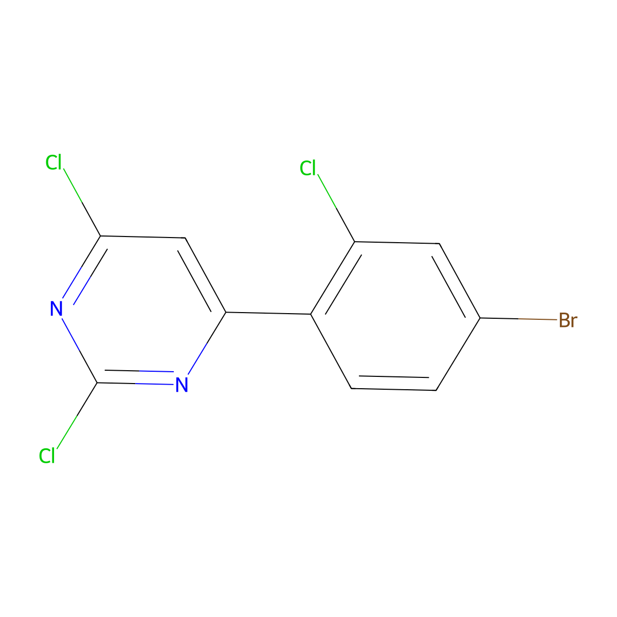 4-(4-Bromo-2-chlorophenyl)-2,6-dichloropyrimidine molecular structure, CAS 1551566-32-5