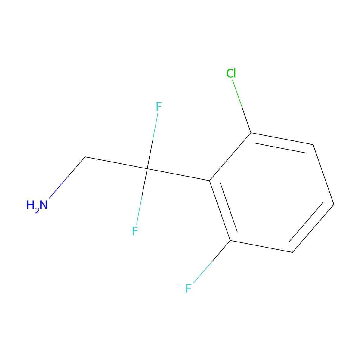 2-(2-Chloro-6-fluorophenyl)-2,2-difluoroethan-1-amine molecular structure, CAS 1551588-32-9