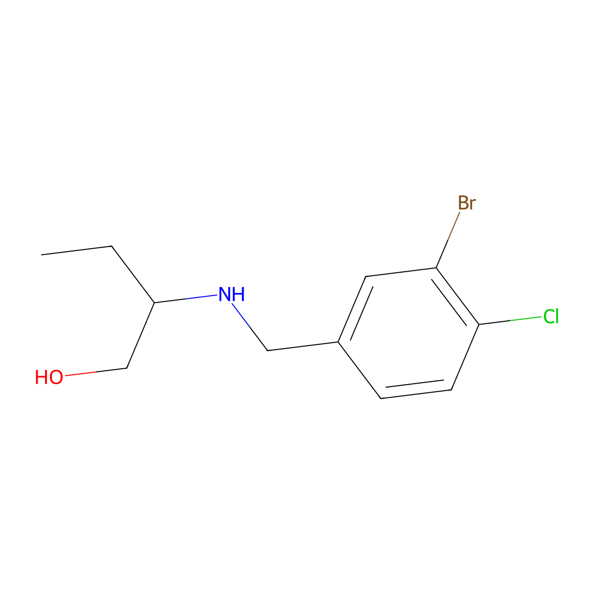 2-{[(3-Bromo-4-chlorophenyl)methyl]amino}butan-1-ol molecular structure, CAS 1551600-83-9