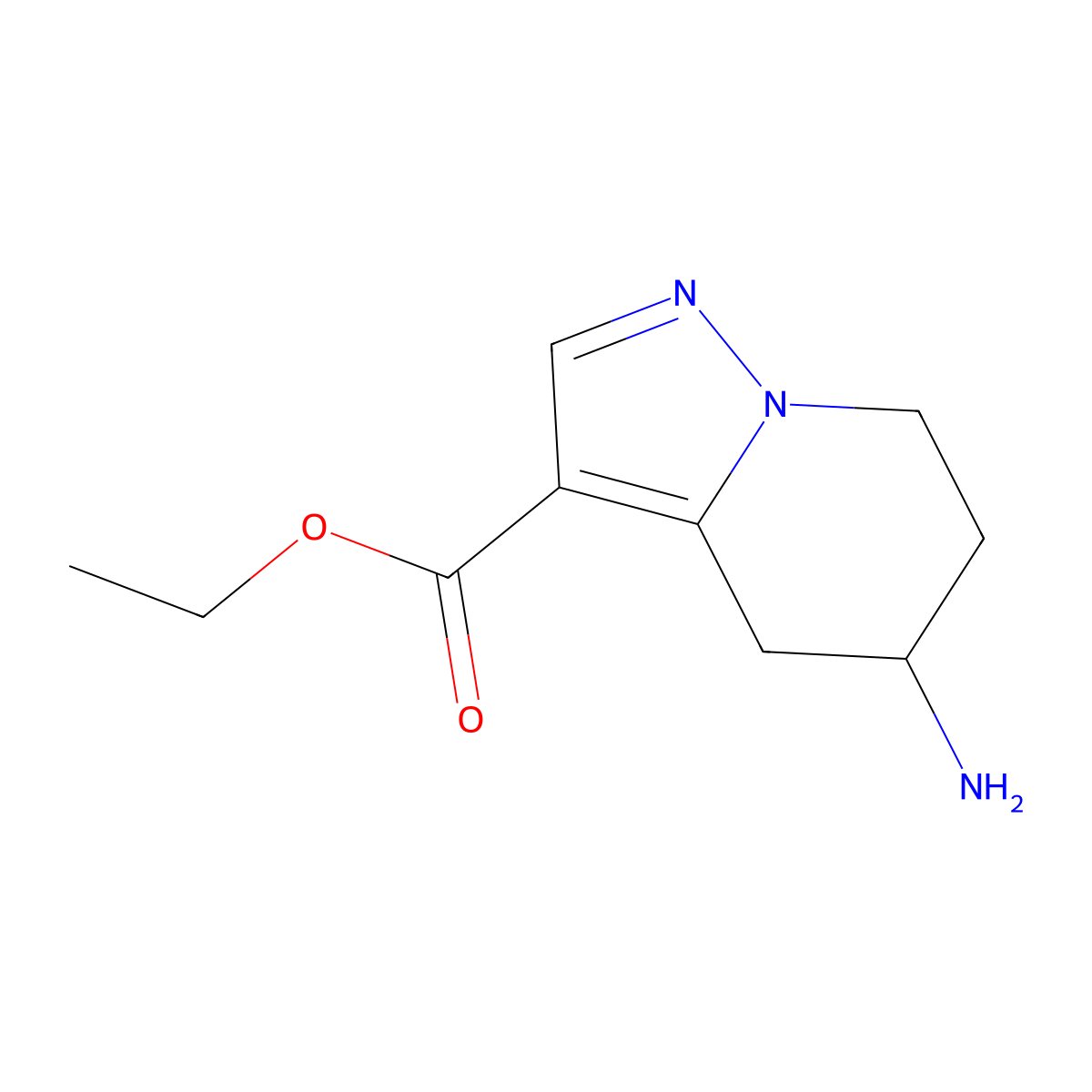 Ethyl 5-amino-4H,5H,6H,7H-pyrazolo[1,5-a]pyridine-3-carboxylate molecular structure, CAS 1551656-63-3