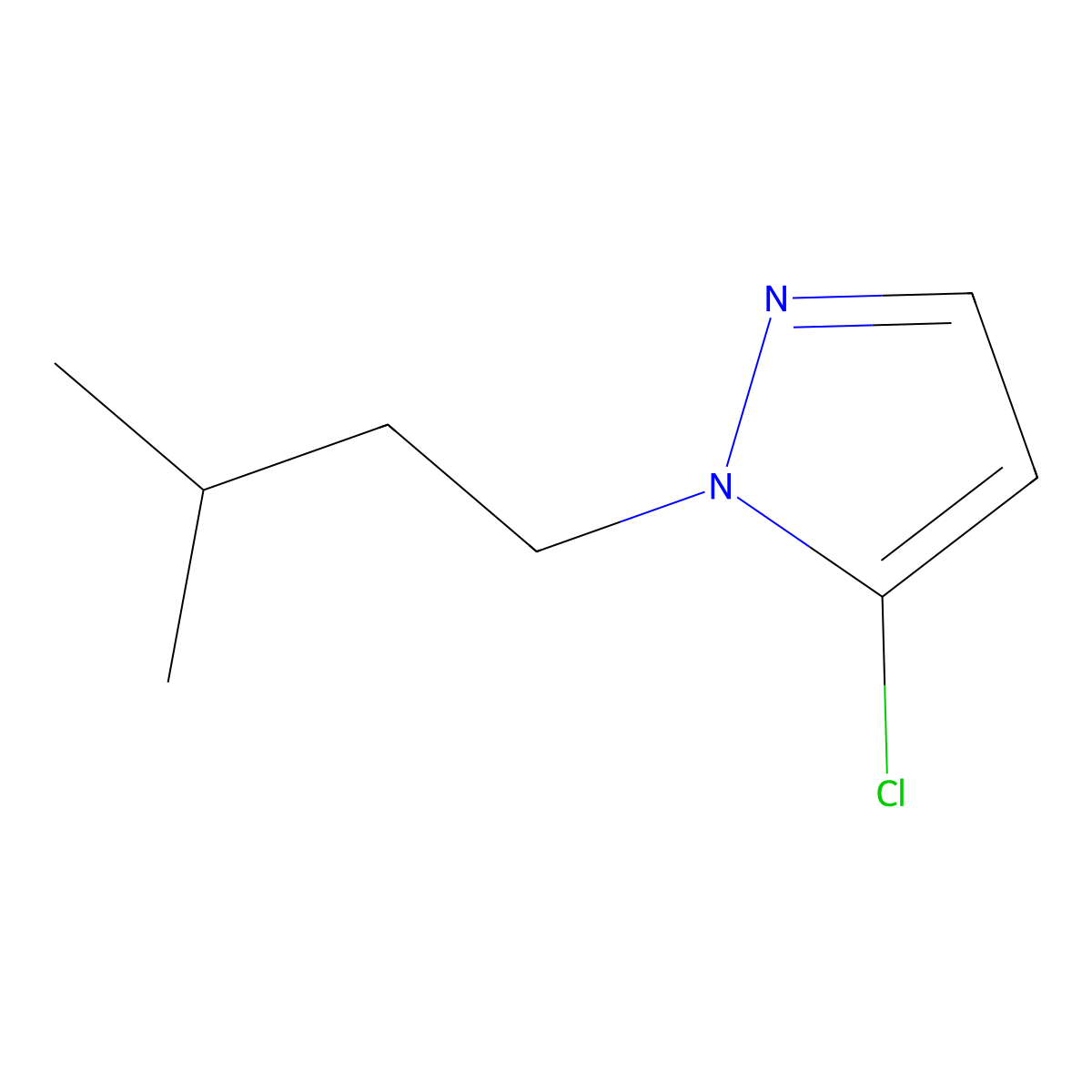 5-chloro-1-(3-methylbutyl)-1H-pyrazole molecular structure, CAS 1551657-98-7