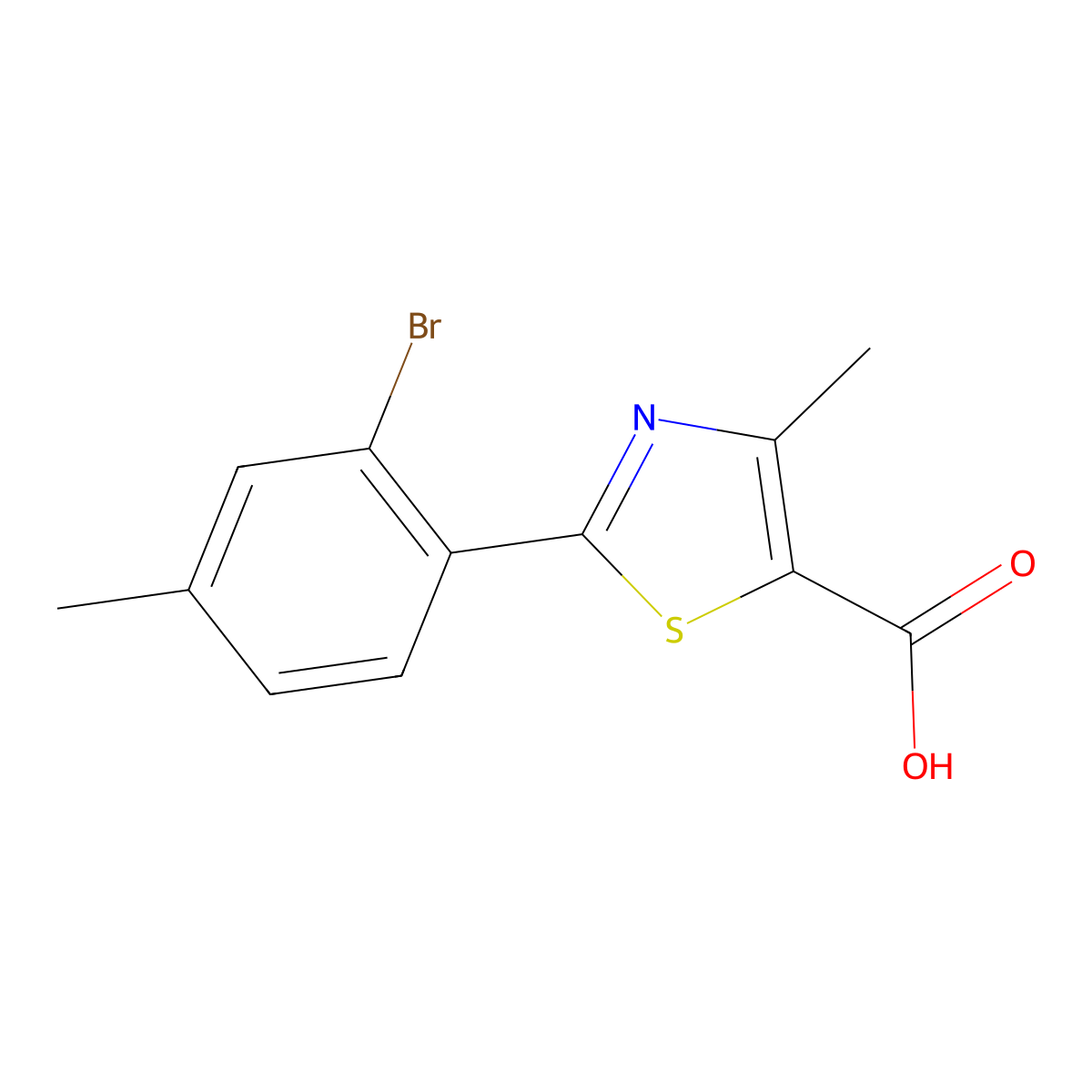 2-(2-Bromo-4-methylphenyl)-4-methyl-1,3-thiazole-5-carboxylic acid molecular structure, CAS 1551680-75-1
