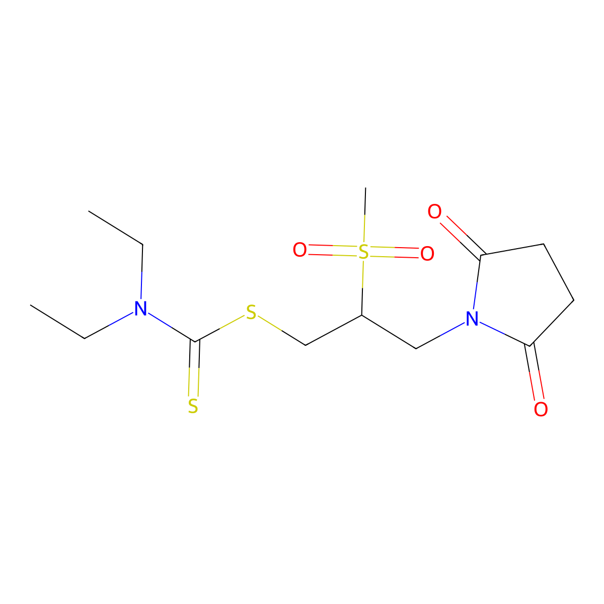 3-(2,5-dioxo-1-pyrrolidinyl)-2-(methylsulfonyl)propyl N,N-diethylcarbamodithioate molecular structure, CAS 155170-60-8