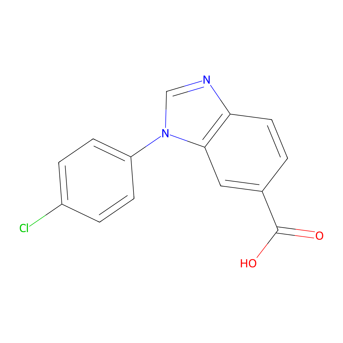 1-(4-chlorophenyl)-1H-1,3-benzodiazole-6-carboxylic acid molecular structure, CAS 1551711-35-3